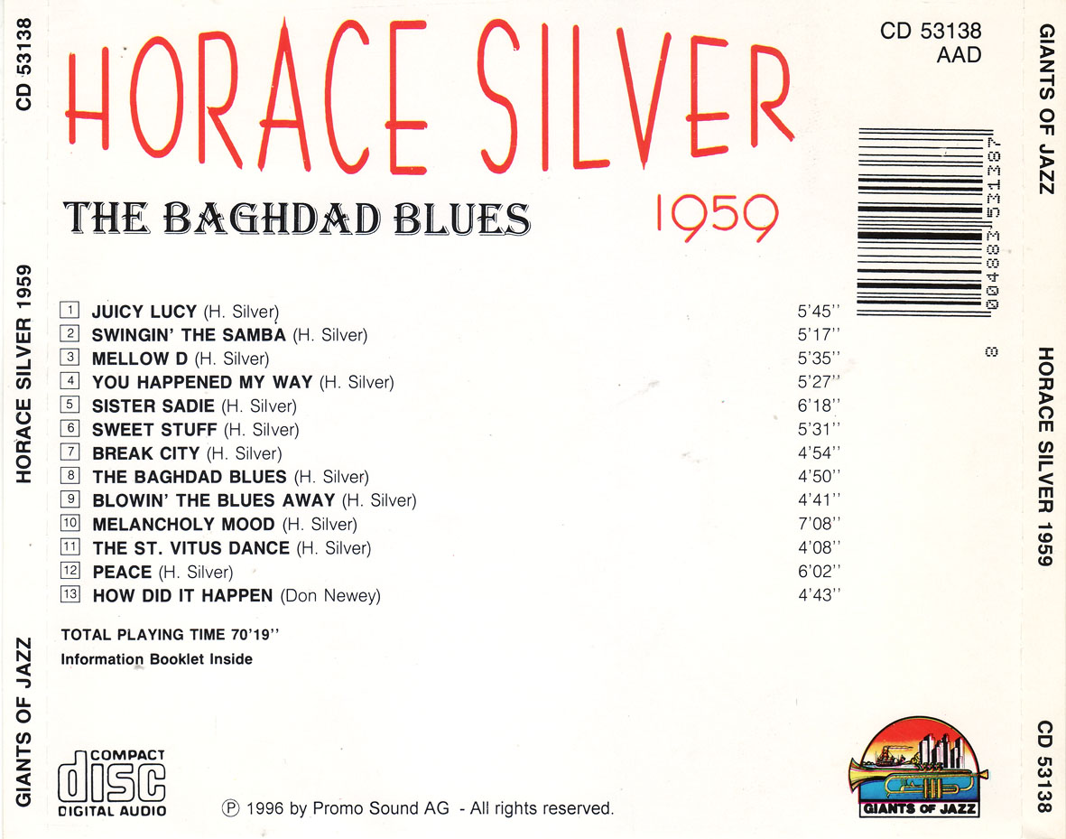 Cartula Trasera de Horace Silver - The Baghdad Blues