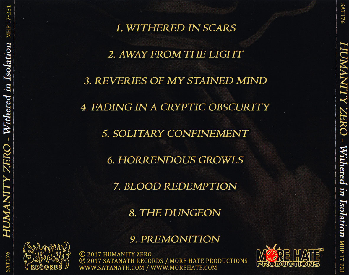 Carátula Trasera de Humanity Zero - Withered In Isolation