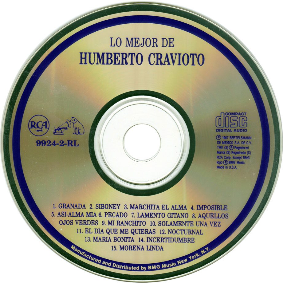 Cartula Cd de Humberto Cravioto - Lo Mejor De Humberto Cravioto
