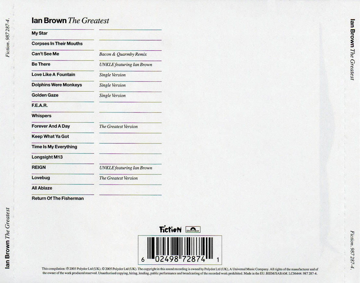Cartula Trasera de Ian Brown - The Greatest