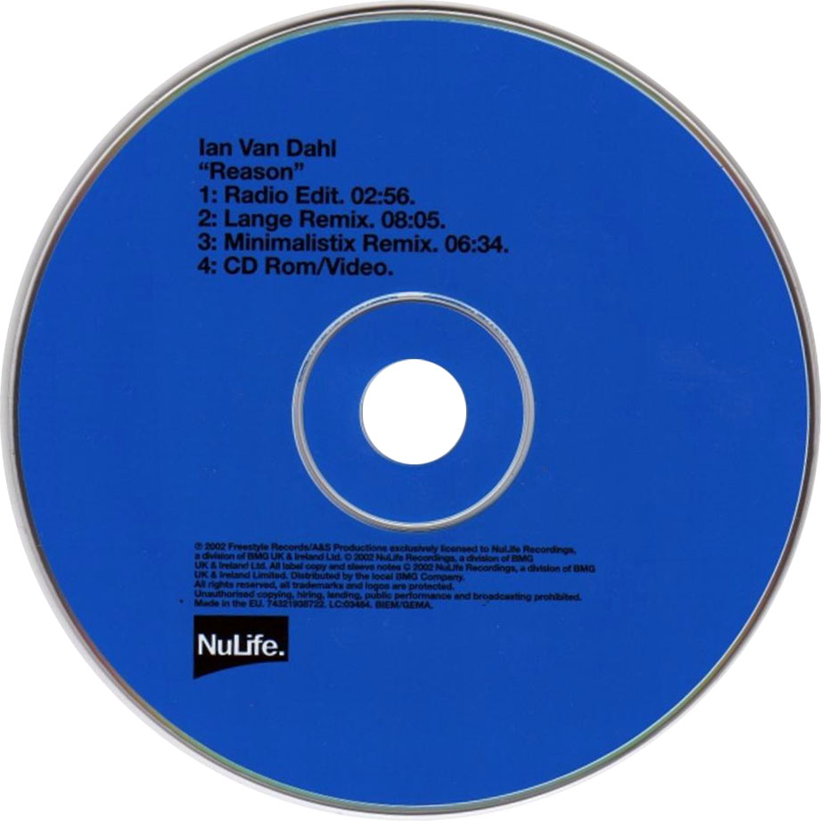 Cartula Cd de Ian Van Dahl - Reason (Cd Single) (Reino Unido)