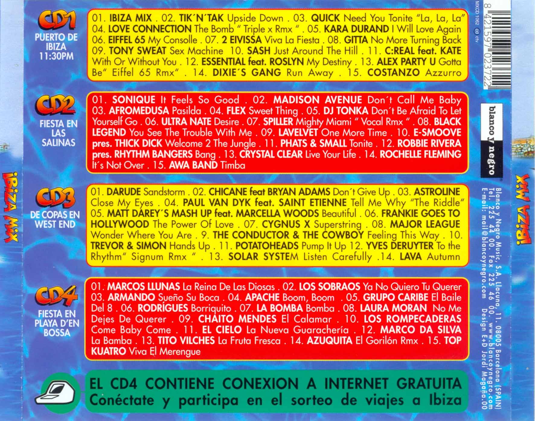 Cartula Trasera de Ibiza Mix 2000