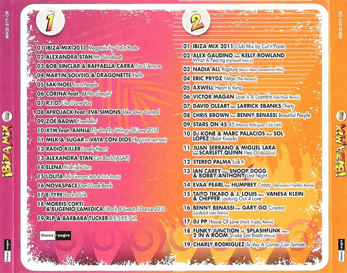 Cartula Trasera de Ibiza Mix 2011