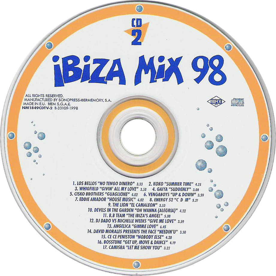 Cartula Cd2 de Ibiza Mix '98