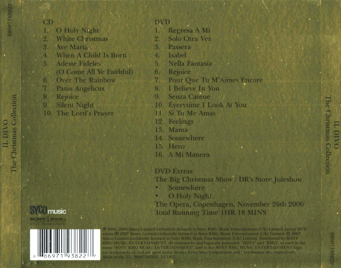 Cartula Trasera de Il Divo - The Christmas Collection (Deluxe Edition)