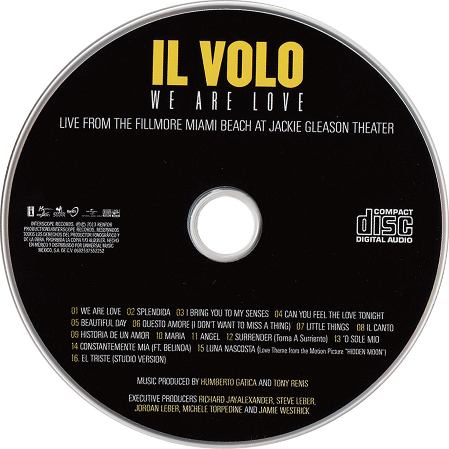 Cartula Cd de Il Volo - We Are Love: Live From The Fillmore Miami Beach At Jackie Gleason Theater