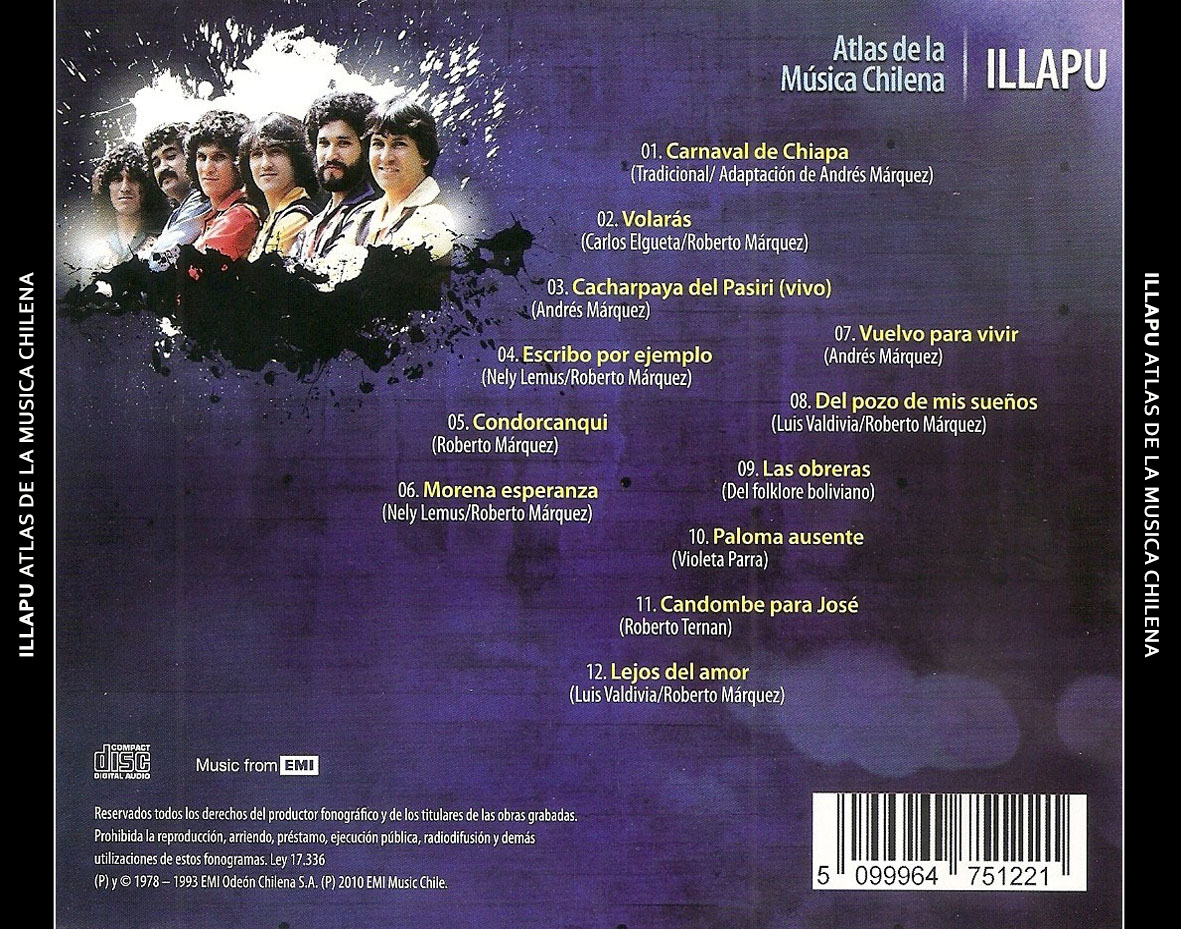 Cartula Trasera de Illapu - Atlas De La Musica Chilena