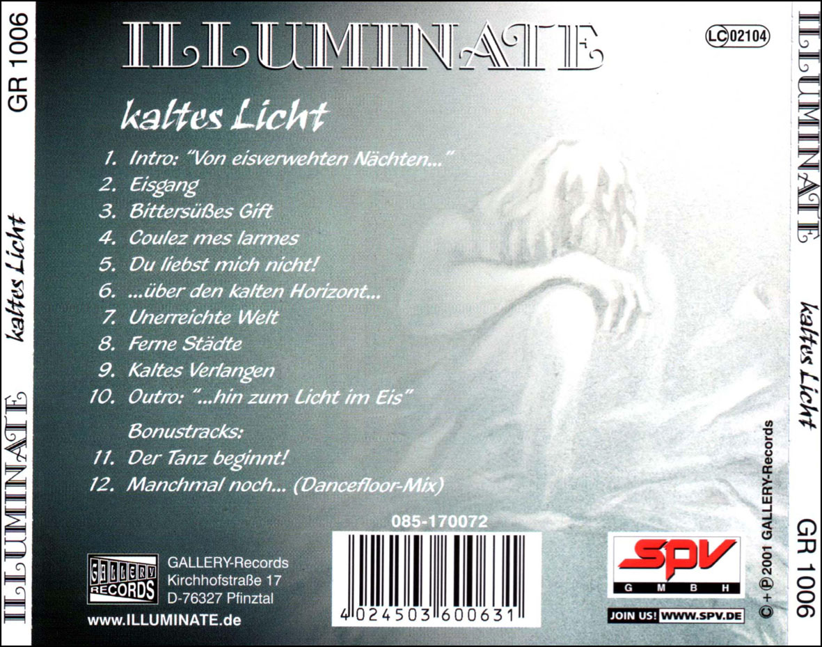 Cartula Trasera de Illuminate - Kaltes Licht