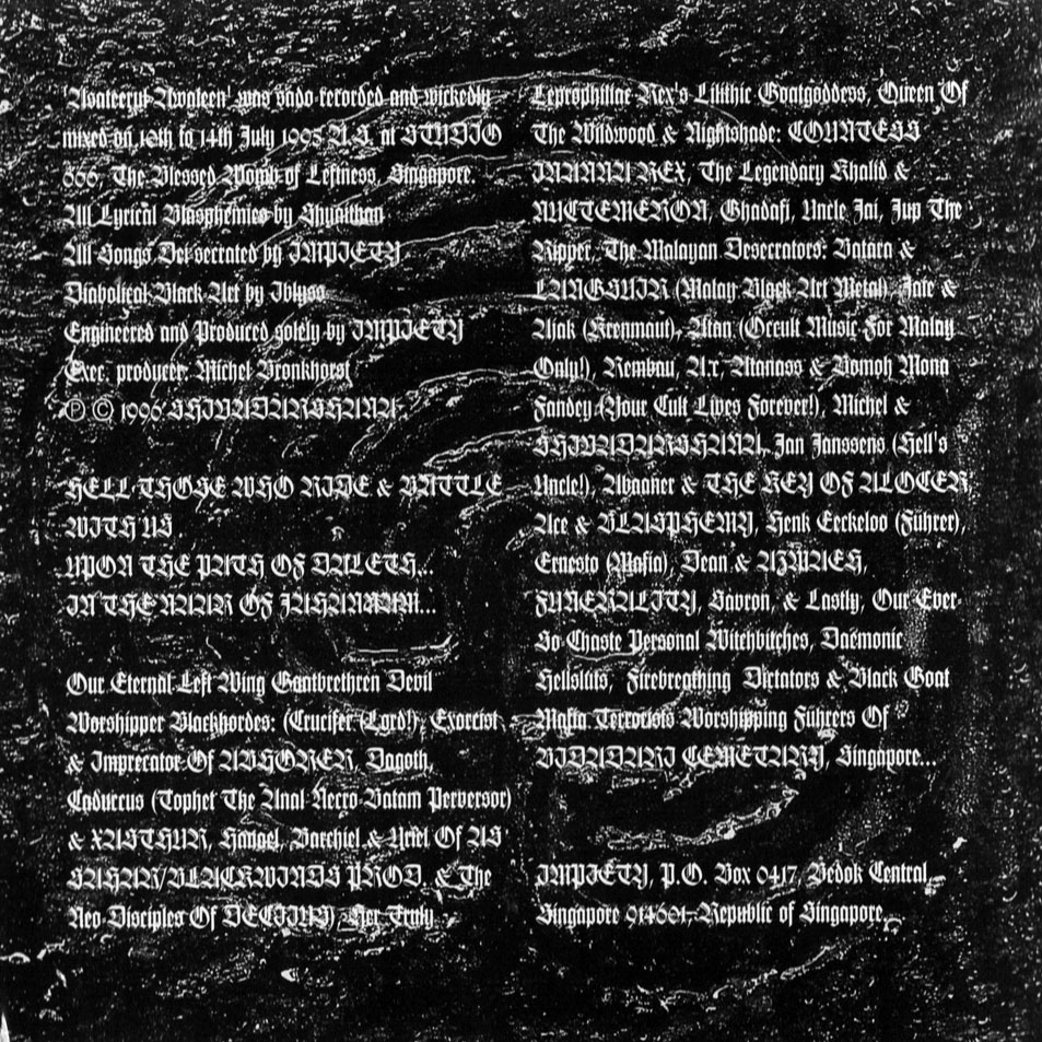 Cartula Interior Frontal de Impiety - Asateerul Awaleen