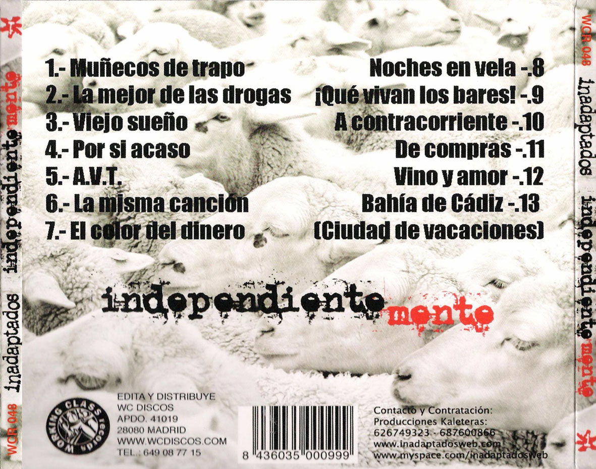 Cartula Trasera de Inadaptados - Independientemente