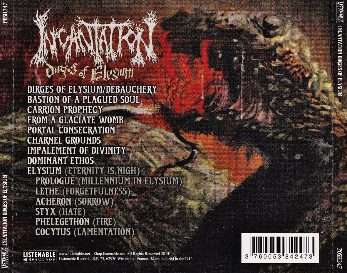 Cartula Trasera de Incantation - Dirges Of Elysium