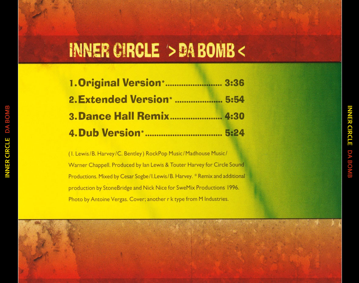 Cartula Trasera de Inner Circle - Da Bomb (Cd Single)