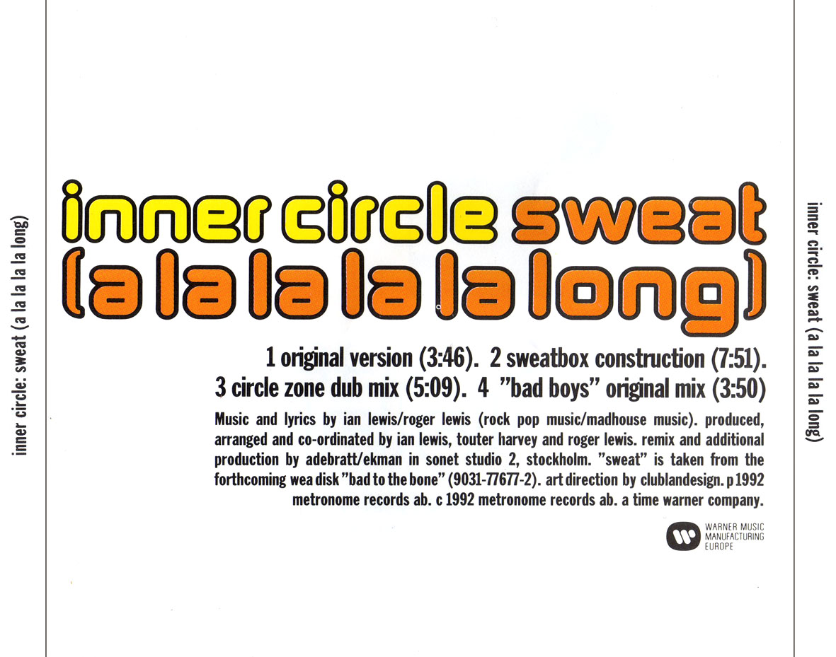 Cartula Trasera de Inner Circle - Sweat (A La La La La Long) (Cd Single)