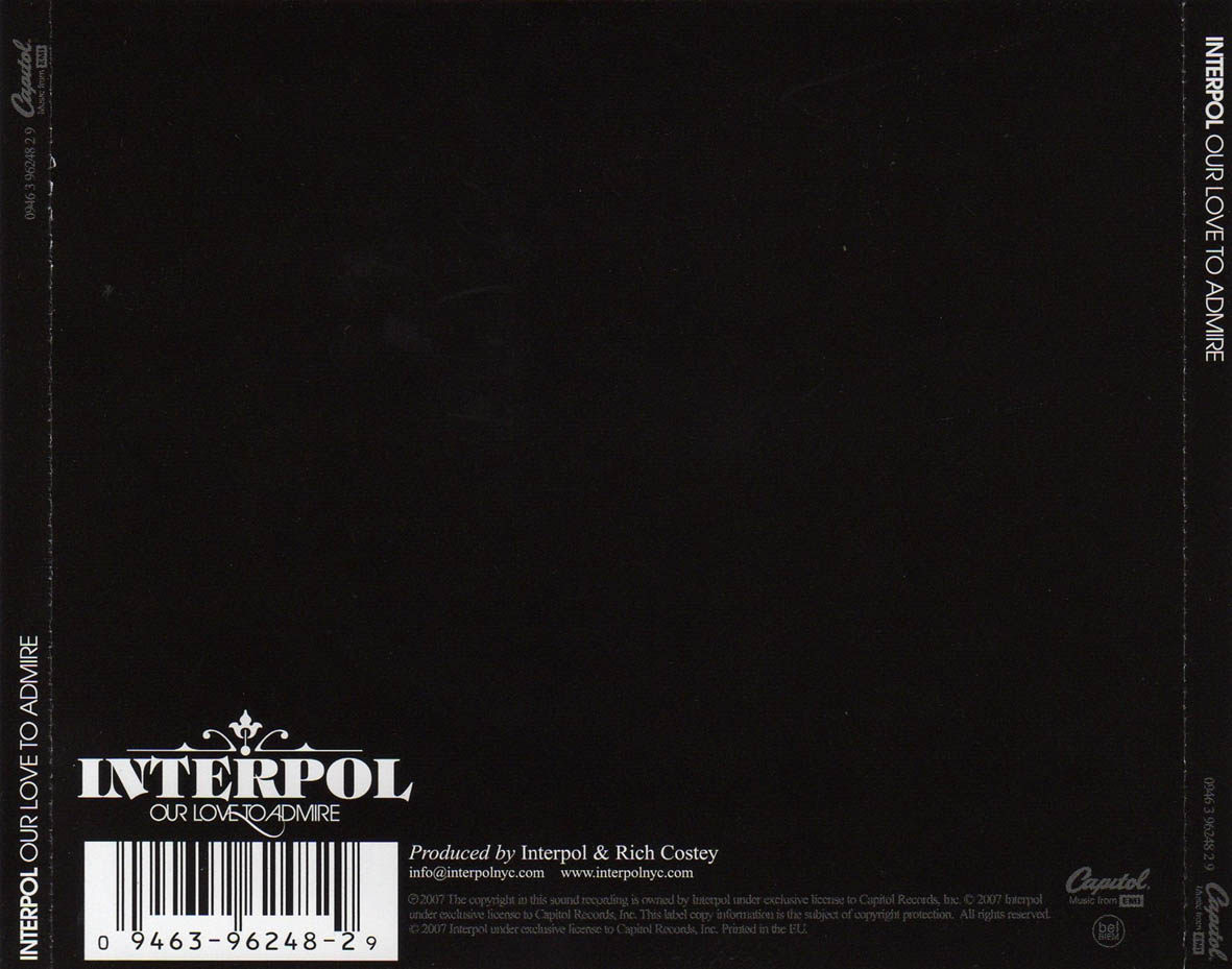 Cartula Trasera de Interpol - Our Love To Admire