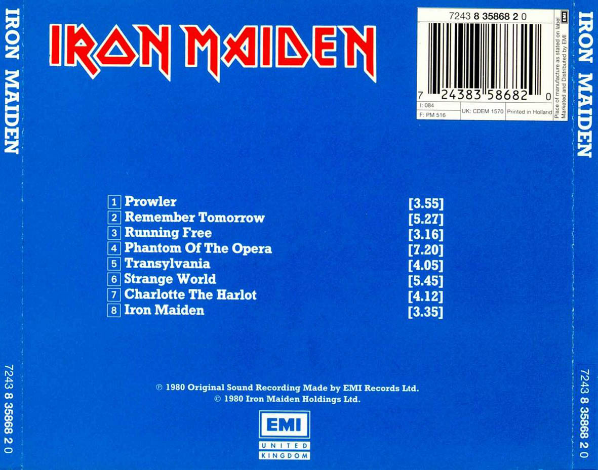 Cartula Trasera de Iron Maiden - Iron Maiden