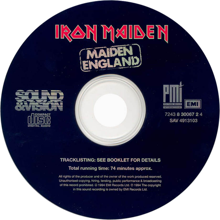 Cartula Cd de Iron Maiden - Maiden England