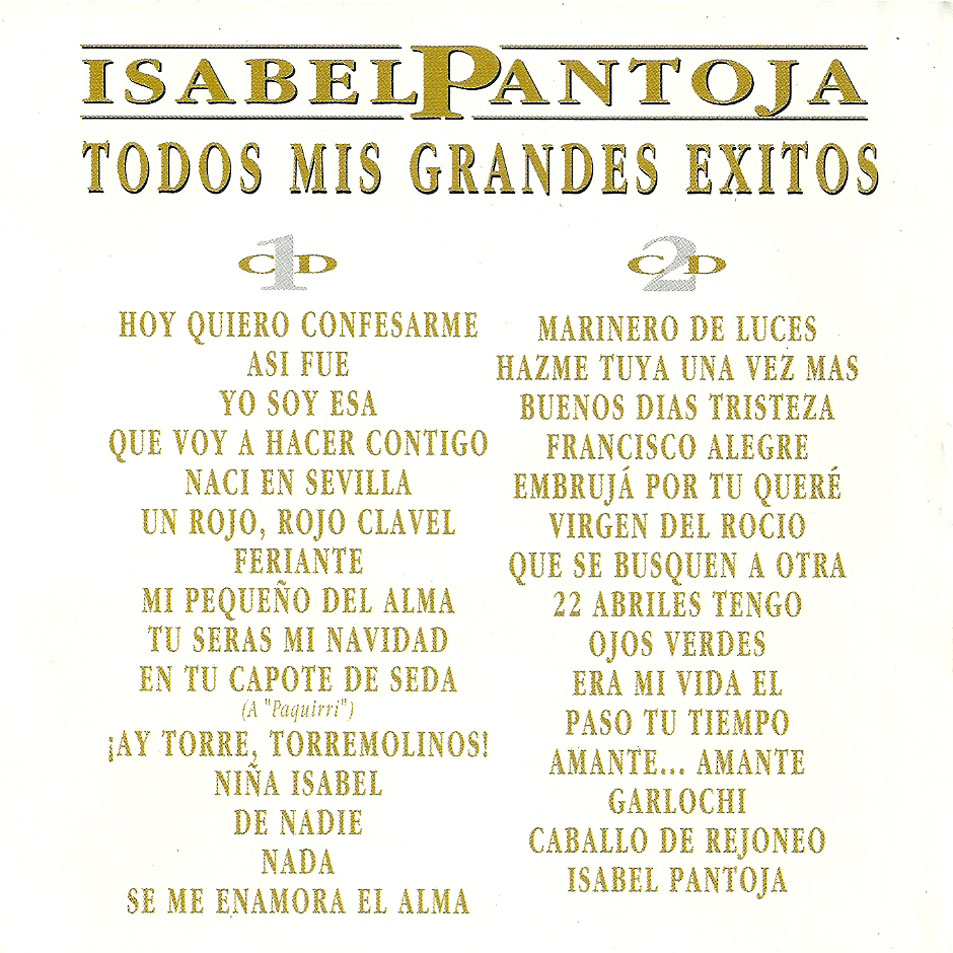 Cartula Interior Frontal de Isabel Pantoja - Todos Mis Grandes Exitos