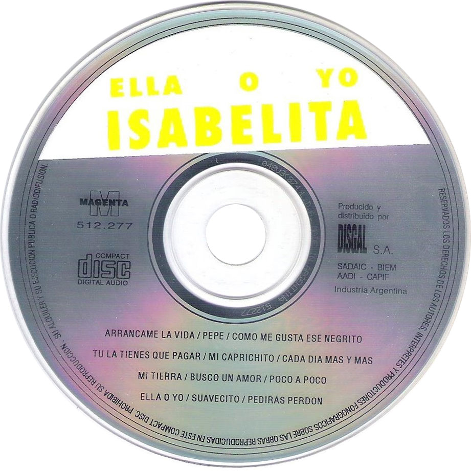 Cartula Cd de Isabelita La Diosa Tucumana - Ella O Yo