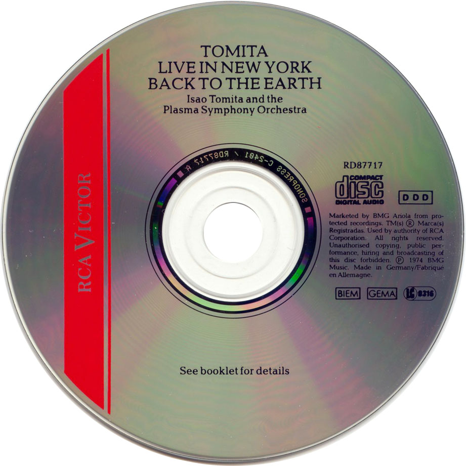 Cartula Cd de Isao Tomita - Back To The Earth: Live In New York