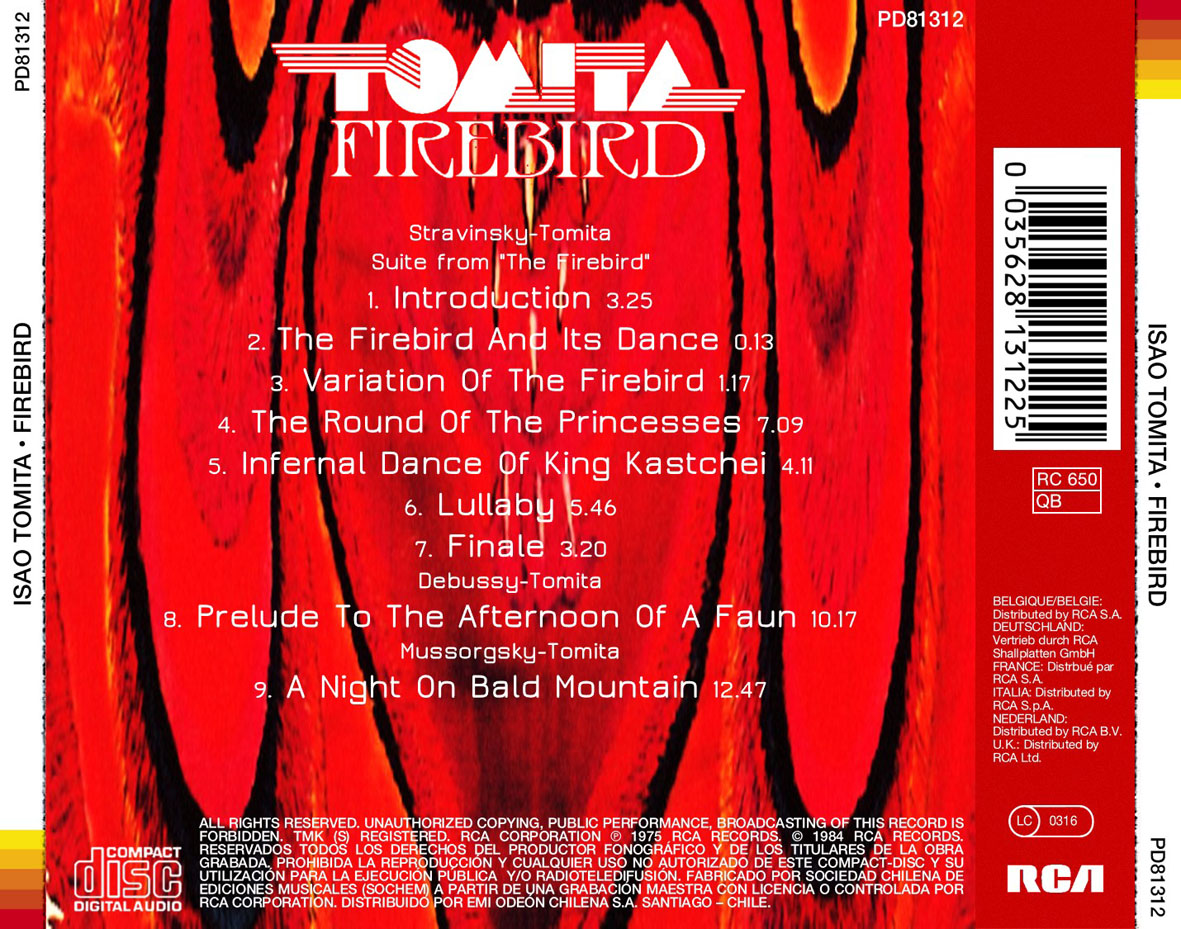 Cartula Trasera de Isao Tomita - Firebird