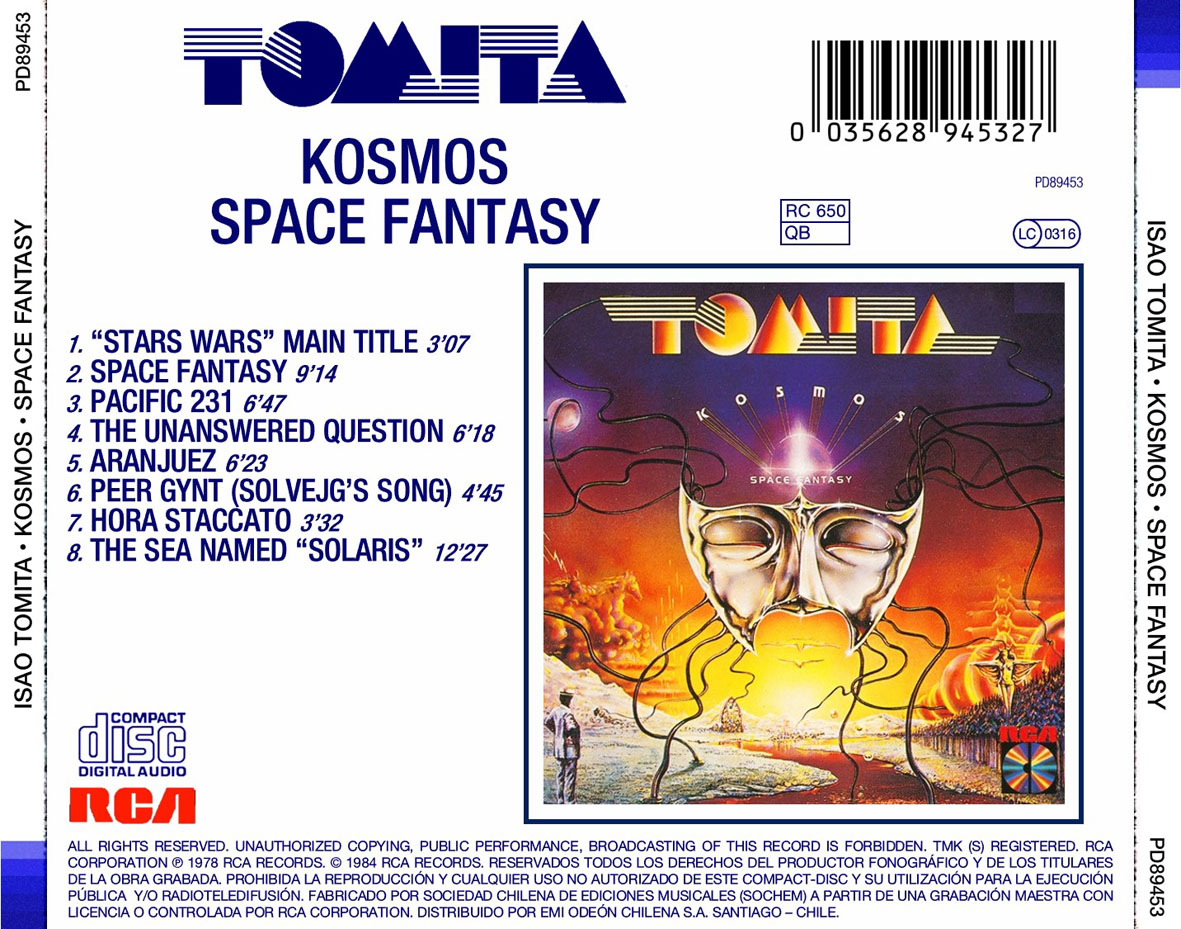 Cartula Trasera de Isao Tomita - Kosmos