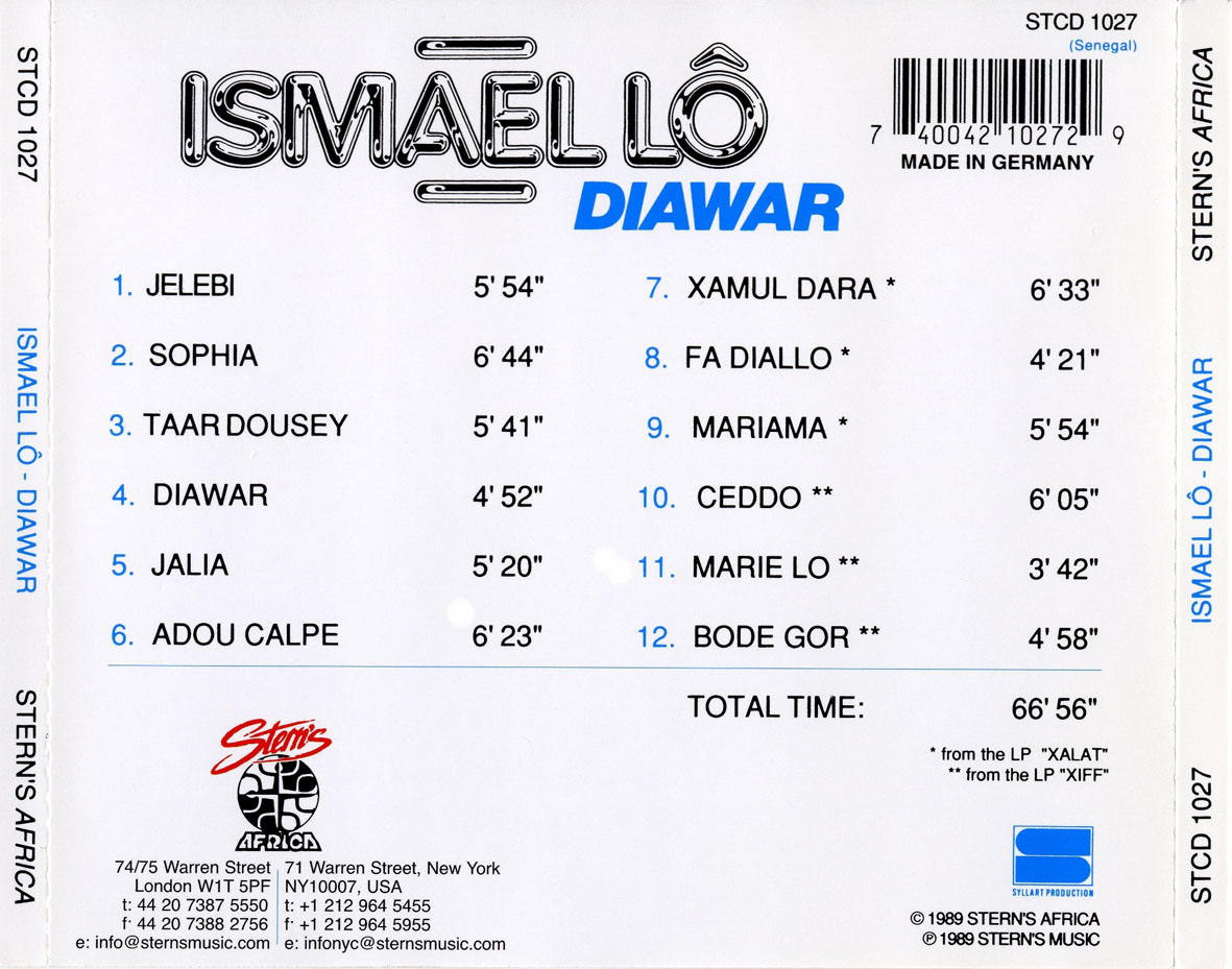 Cartula Trasera de Ismal Lo - Diawar