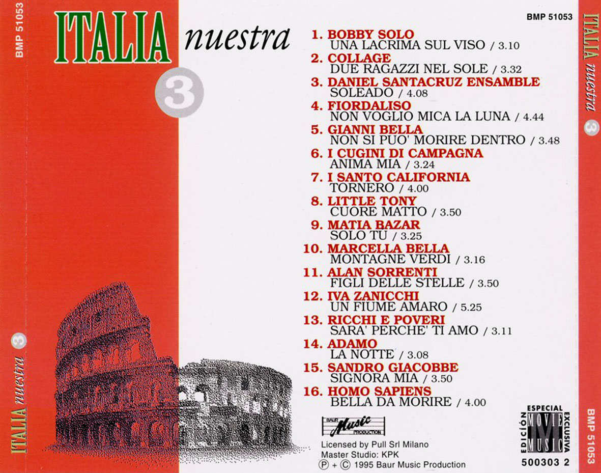 Cartula Trasera de Italia Nuestra Cd3