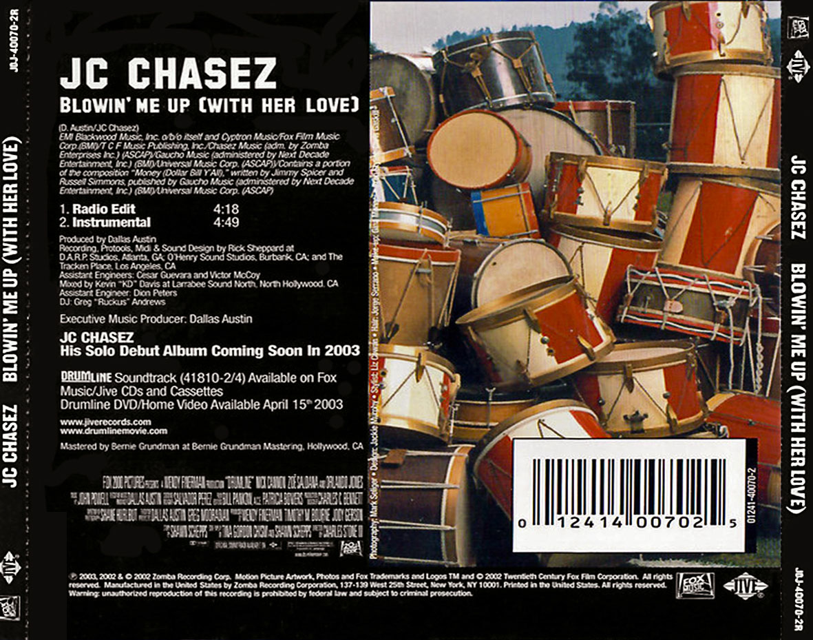 Cartula Trasera de Jc Chasez - Blowin' Me Up (With Her Love) (Cd Single)