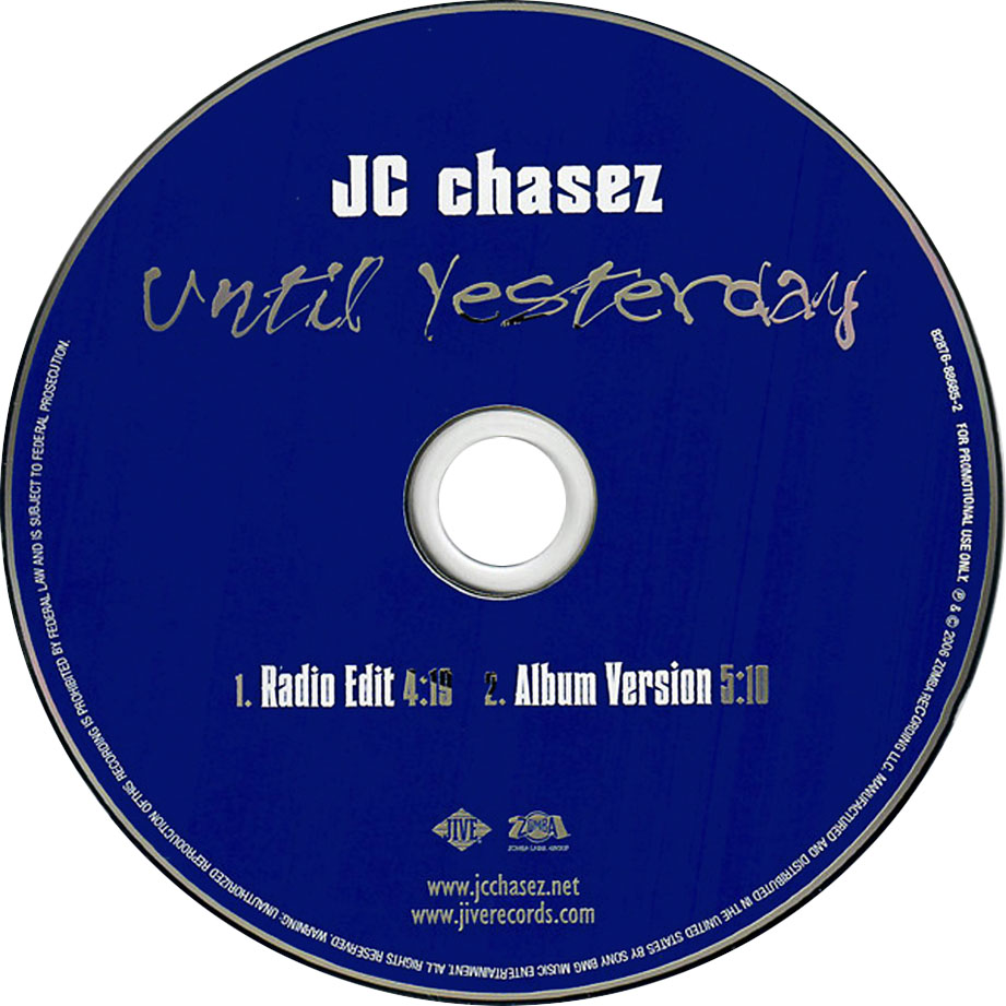 Cartula Cd de Jc Chasez - Until Yesterday (Cd Single)