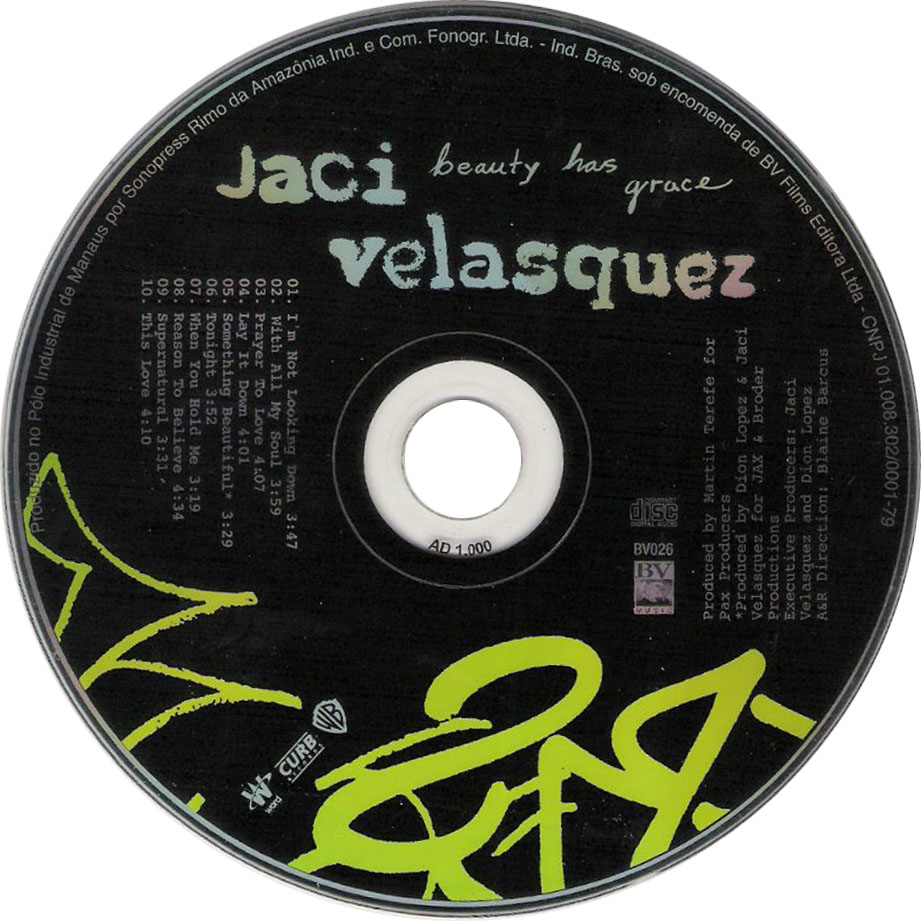 Cartula Cd de Jaci Velasquez - Beauty Has Grace