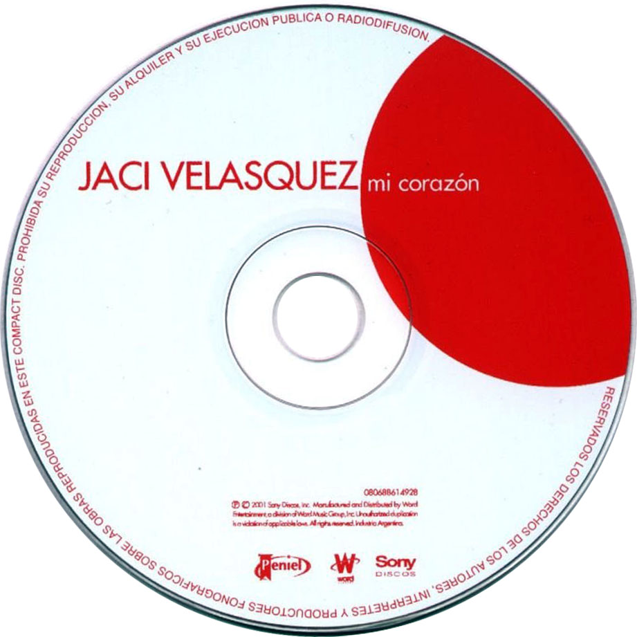 Cartula Cd de Jaci Velasquez - Mi Corazon
