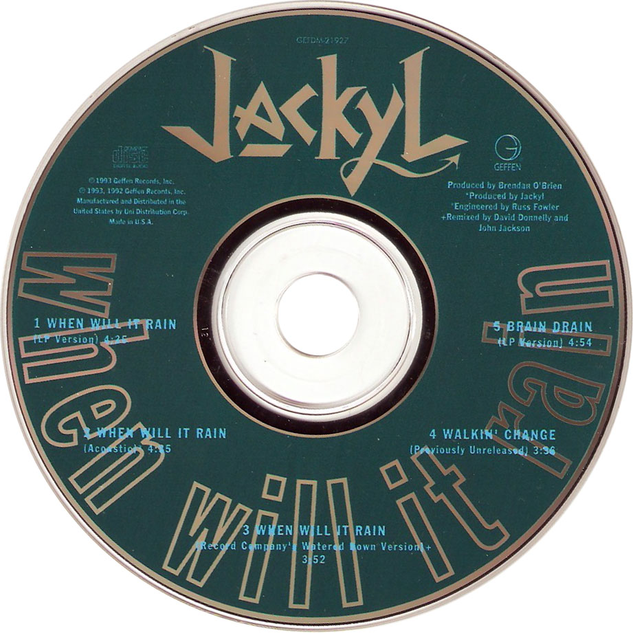 Cartula Cd de Jackyl - When Will It Rain (Cd Single)