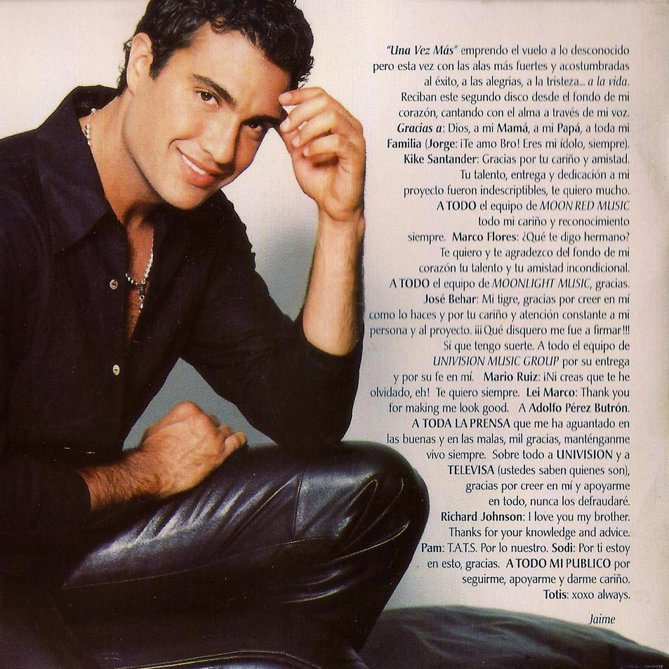 Cartula Interior Frontal de Jaime Camil - Una Vez Mas