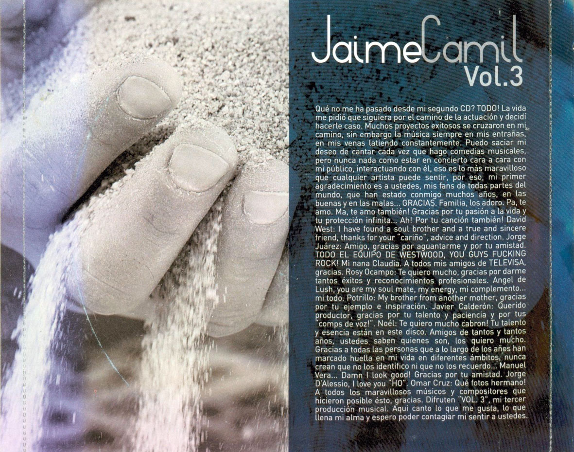 Cartula Interior Trasera de Jaime Camil - Volumen 3