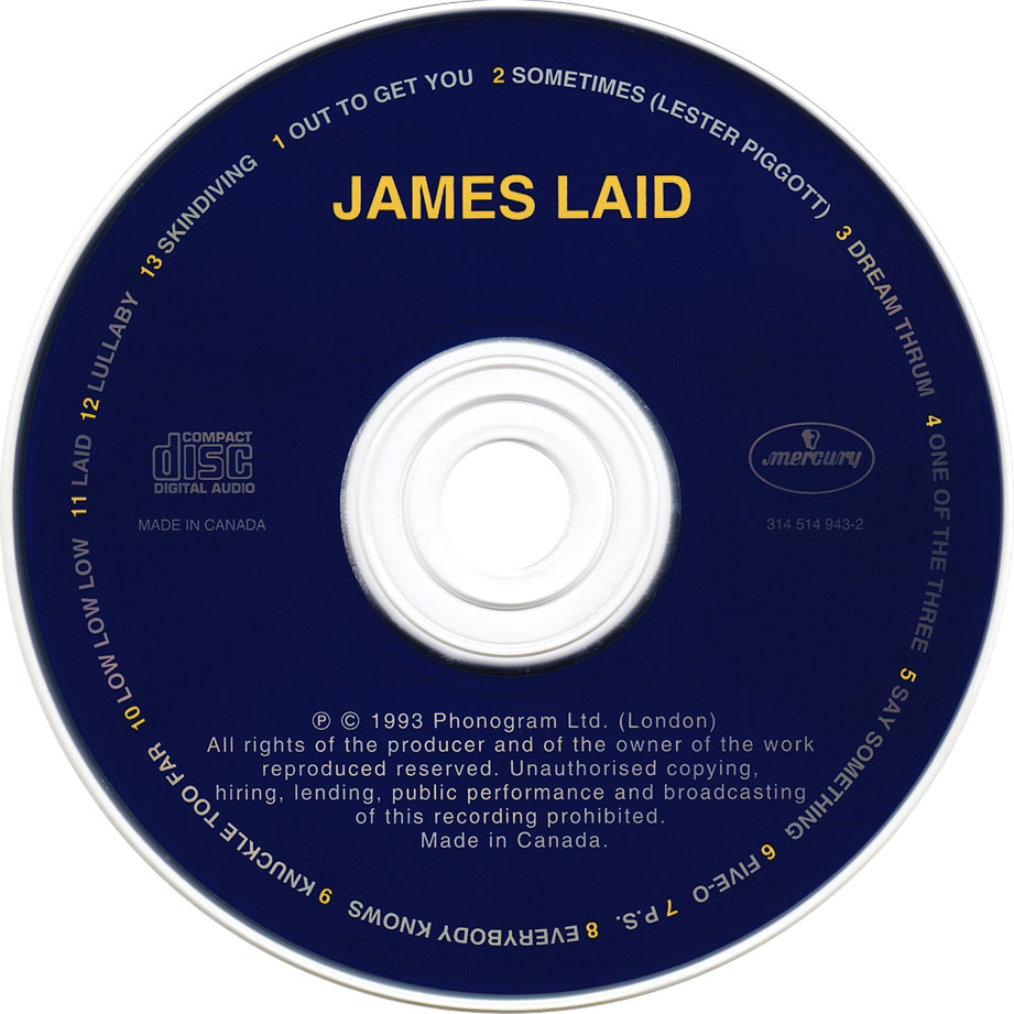 Cartula Cd de James - Laid