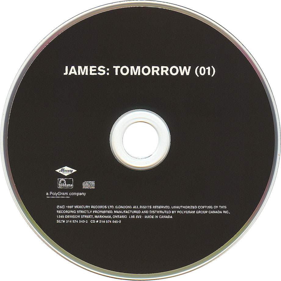 Cartula Cd de James - Tomorrow (Cd Single)
