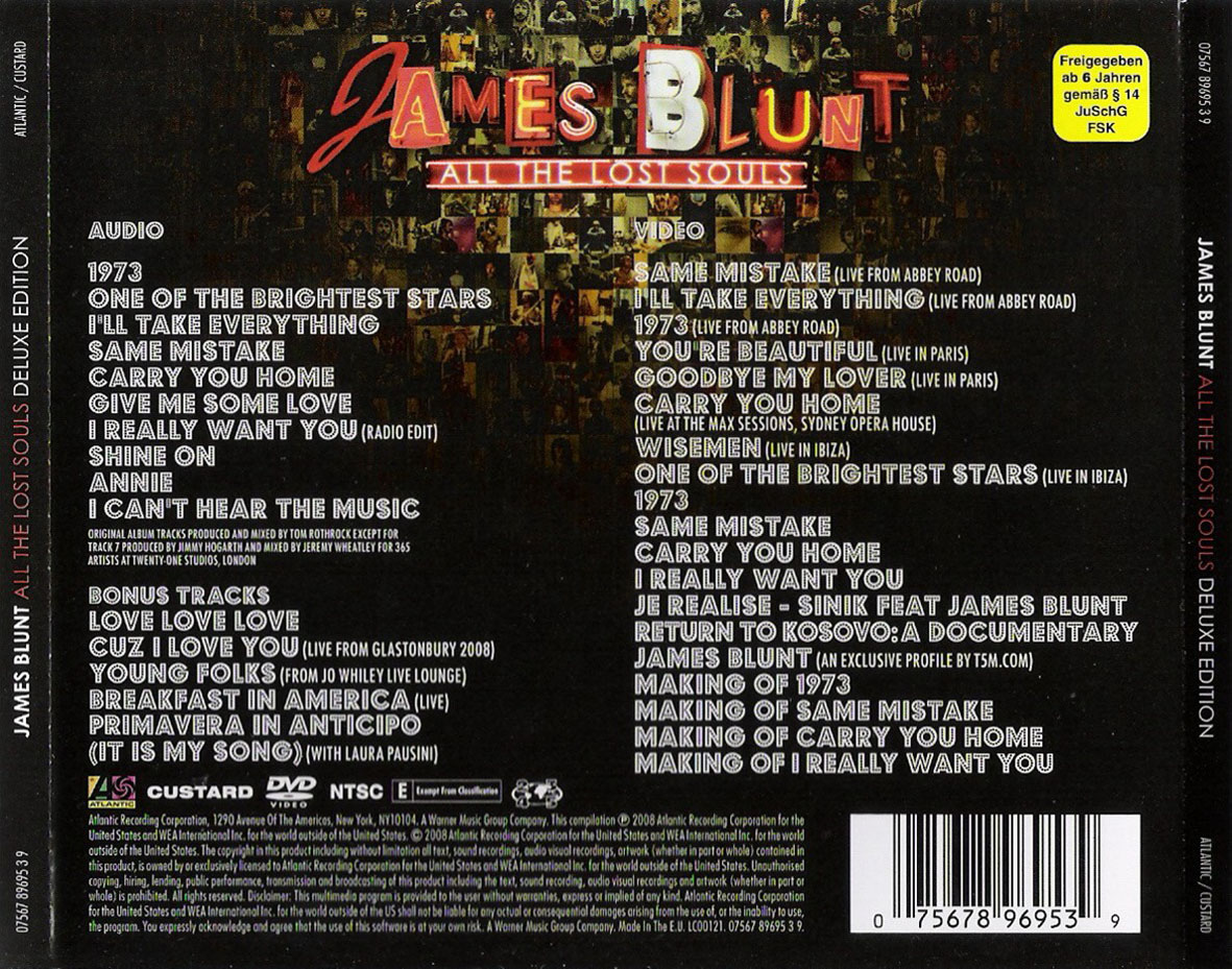 Cartula Trasera de James Blunt - All The Lost Souls (Deluxe Edition)
