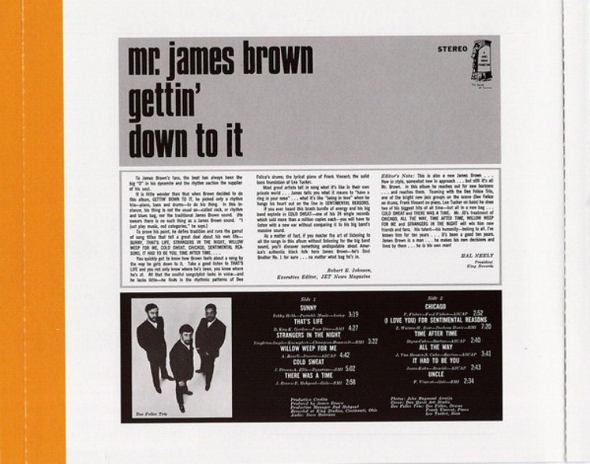 Cartula Interior Trasera de James Brown - Gettin' Down To It