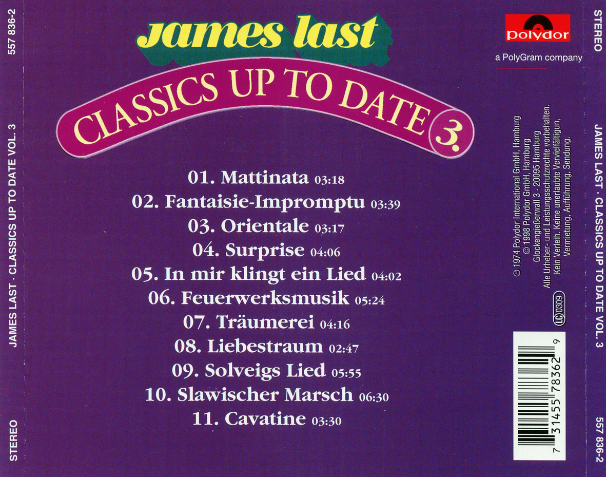 Cartula Trasera de James Last - Classics Up To Date Volume 3