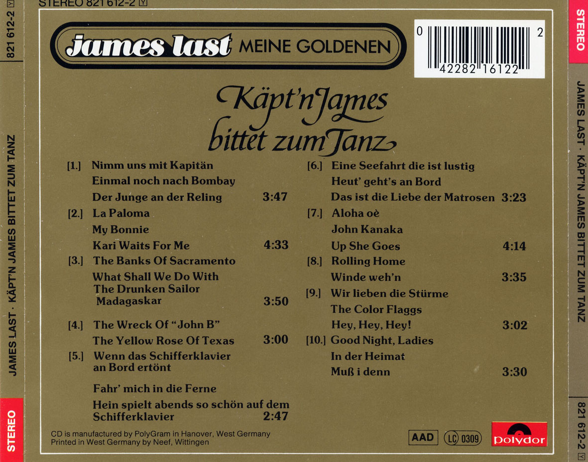 Cartula Trasera de James Last - Kpt'n James Bittet Zum Tanz