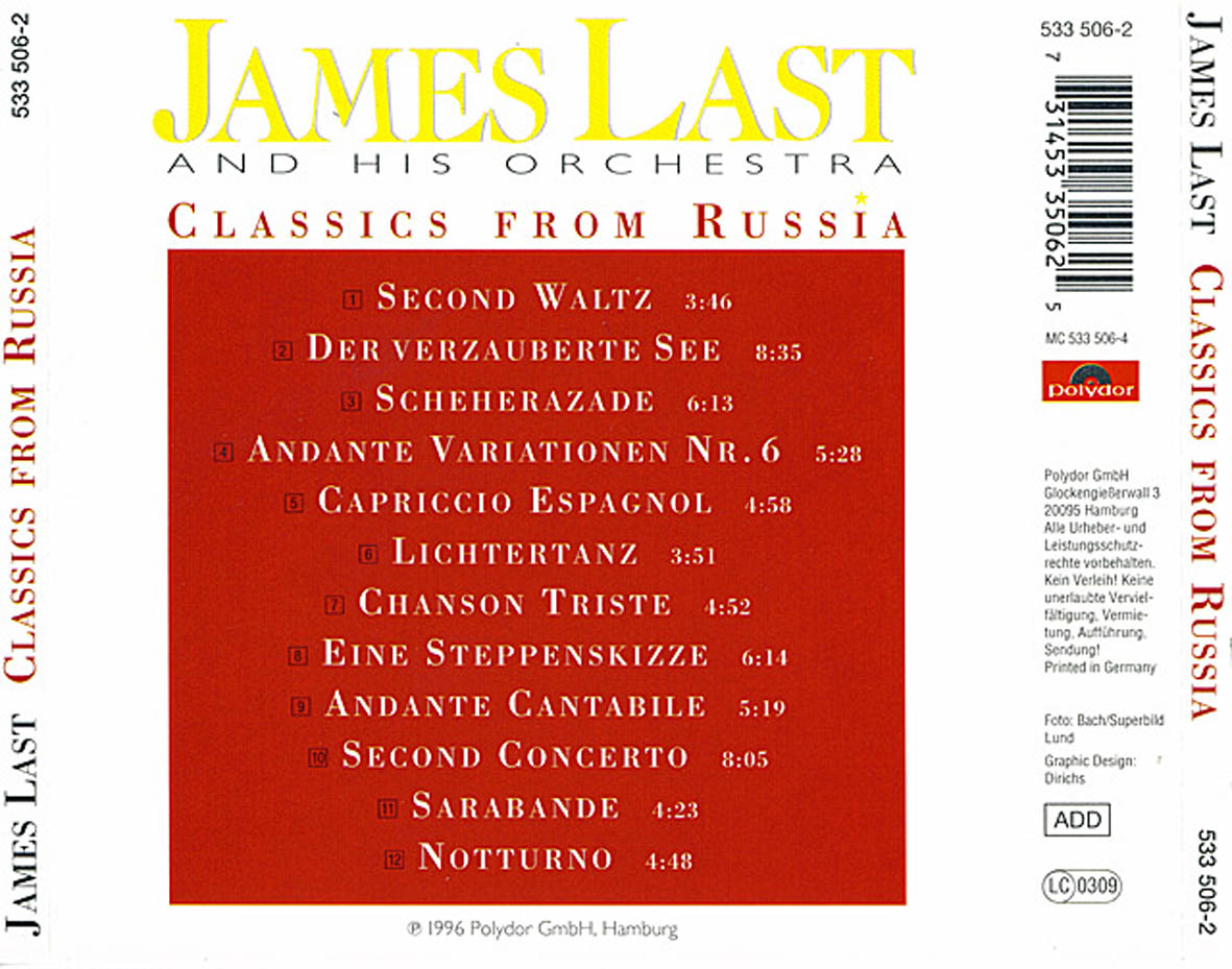 Cartula Trasera de James Last And His Orchestra - Classics From Russia