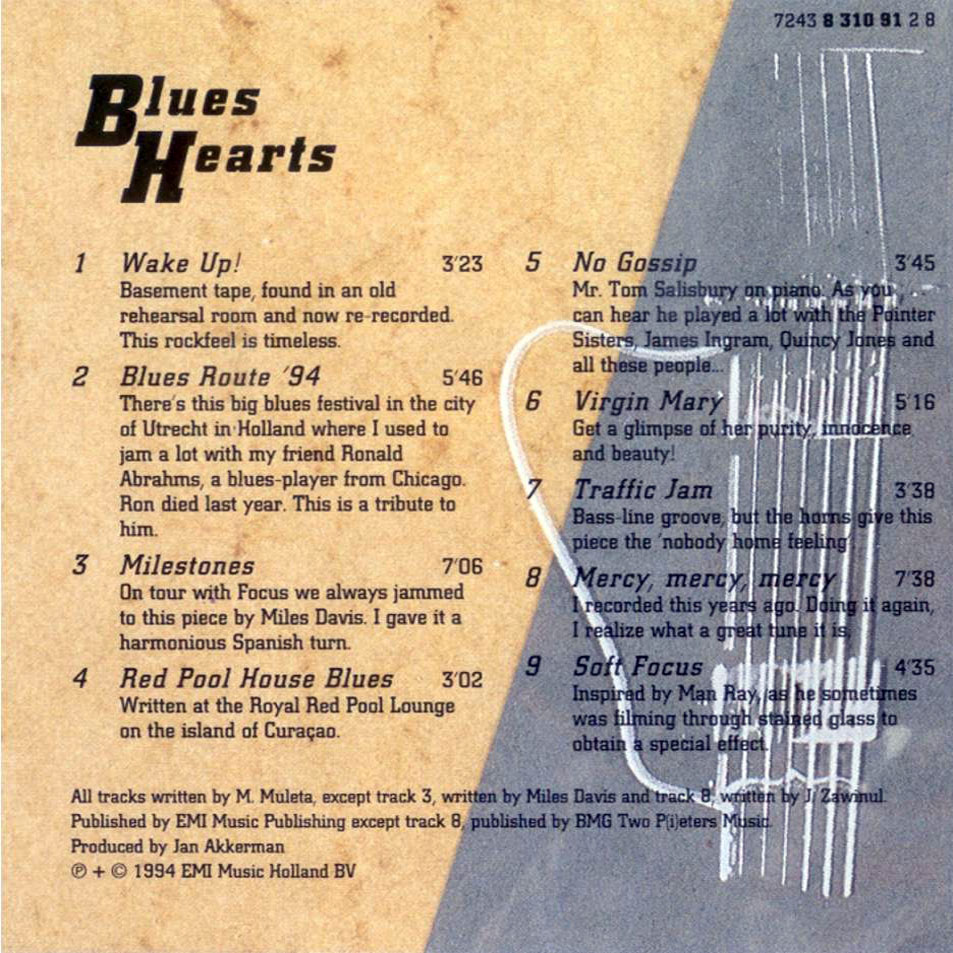 Cartula Interior Frontal de Jan Akkerman - Blues Hearts