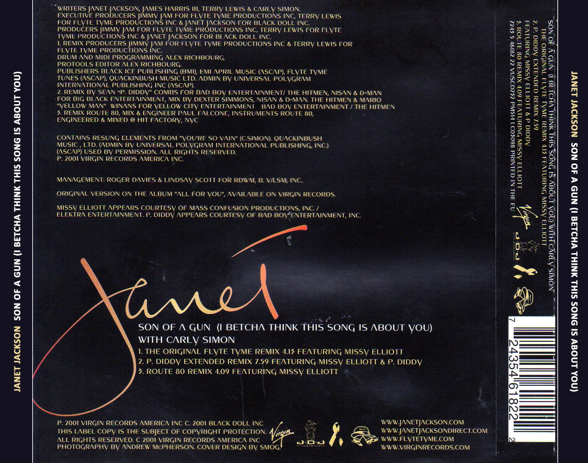 Cartula Trasera de Janet Jackson - Son Of A Gun (I Betcha Think This Song Is About You) (Featuring Carly Simon) (Cd Single)