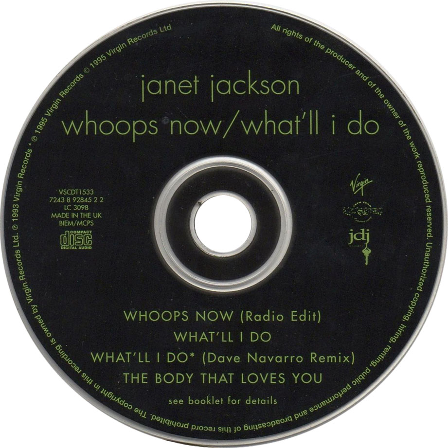 Cartula Cd de Janet Jackson - Whoops Now / What'll I Do (Cd Single)