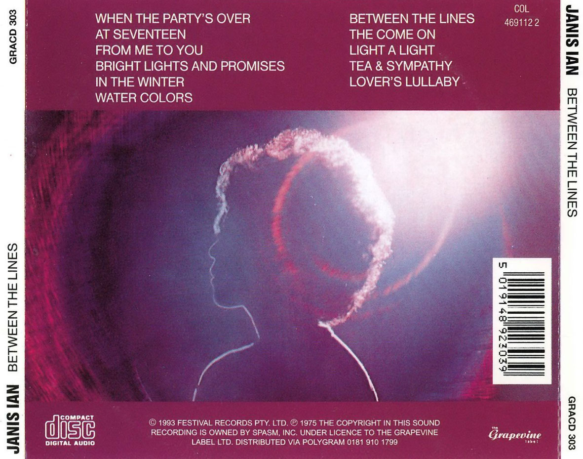 Cartula Trasera de Janis Ian - Between The Lines