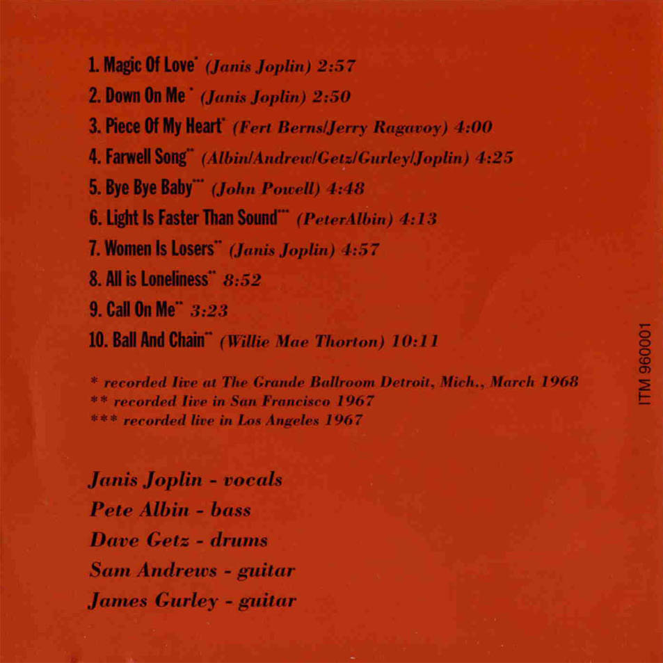 Cartula Interior Frontal de Janis Joplin - Magic Of Love