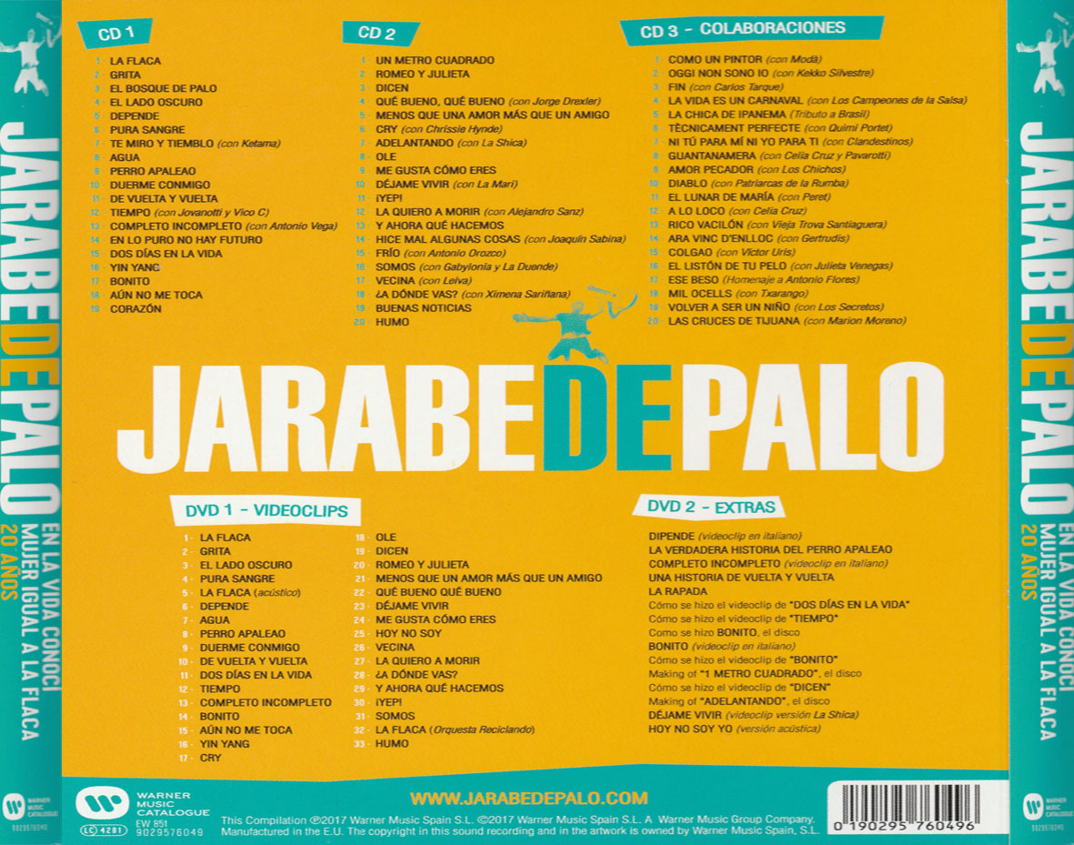 Cartula Trasera de Jarabe De Palo - En La Vida Conoci Mujer Igual A La Flaca... 20 Aos (Edicion Deluxe)