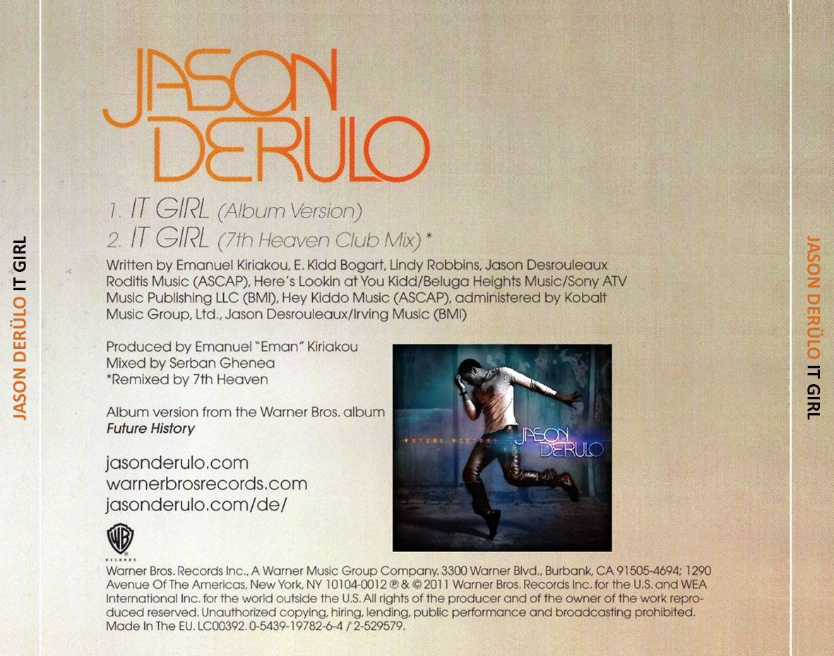 Cartula Trasera de Jason Derulo - It Girl (Cd Single)