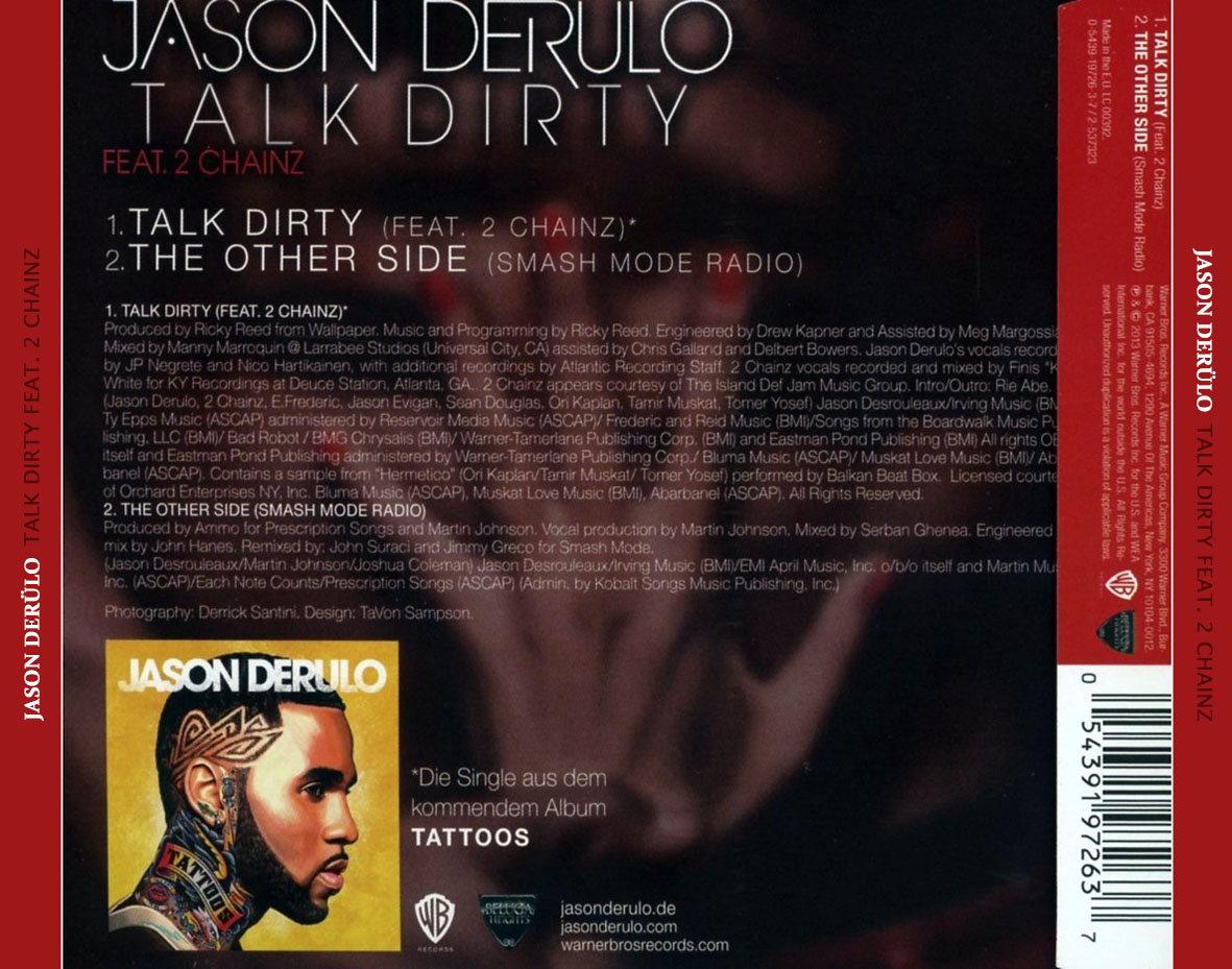 Cartula Trasera de Jason Derulo - Talk Dirty (Featuring 2 Chainz) (Cd Single)