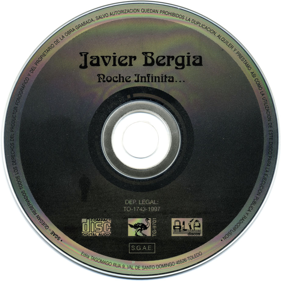 Car�tula Cd de Javier Bergia - Noche Infinita...